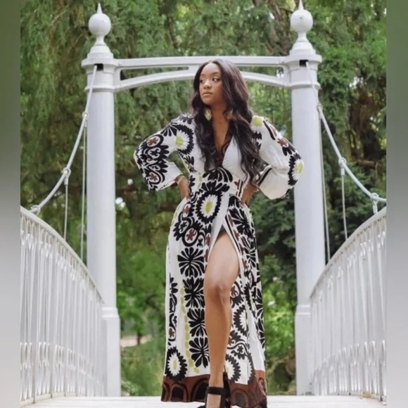 NWT ZARA BLOGGER FAVORITE PRINT WRAP DRESS - Picture 3 of 11